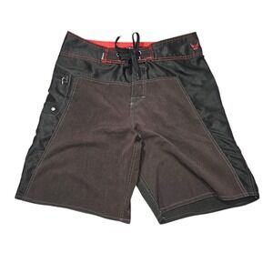 Univibe VTG 2010 Contrast Stitch Board‎ Shorts Black Red Sz 32